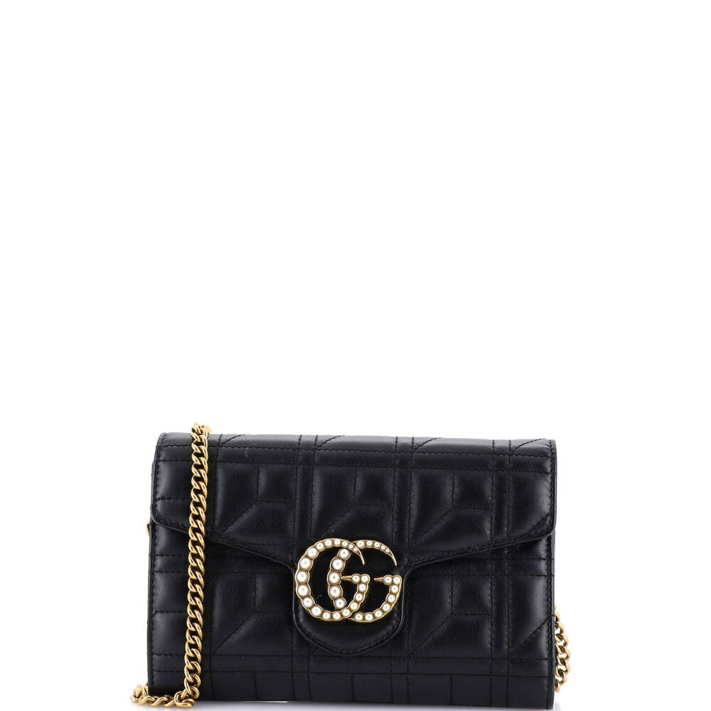 Gucci Pearly Gg Marmont Chain Wallet #202478G13B